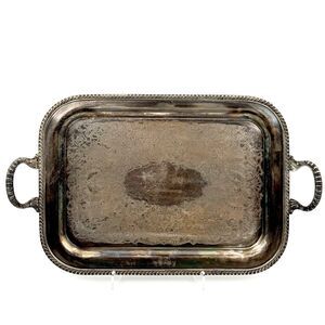 Oneida Fiesta Silverplate Hollowware Serving Platter Waiter Tray with Handle 18”